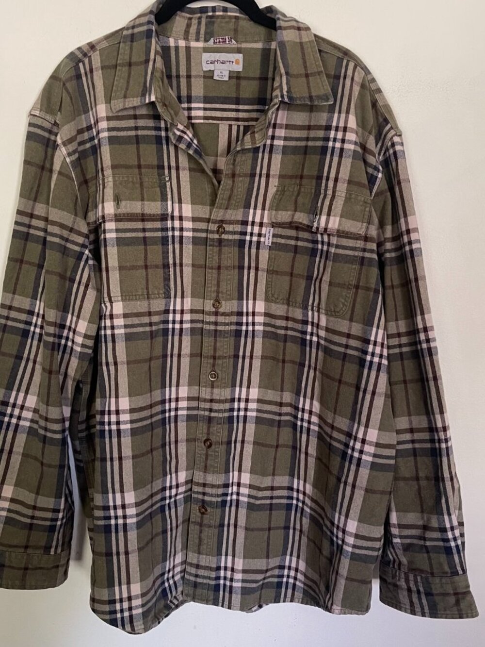 CARHARTT Plaid Heavy Flannel Button Down Long Sleeve Men's XL Original Fit T2